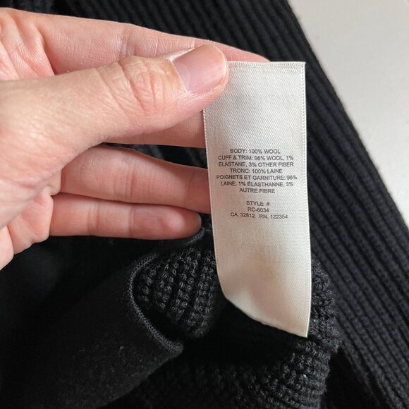 Reigning Champ Wool Shawl Collar Rib Knit Cardigan - Men's Size M - Black - Picture 7 of 10